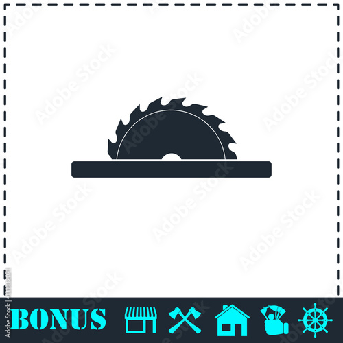 Circular saw blades icon flat