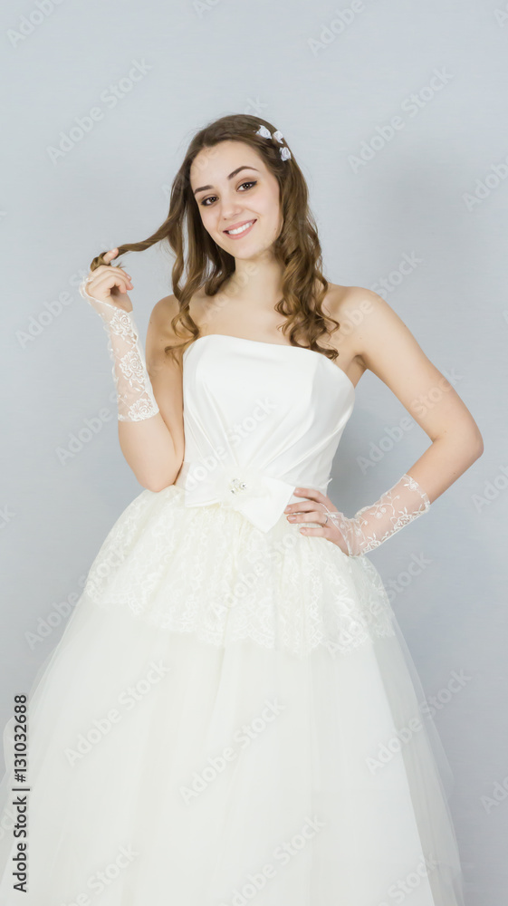 bride on white background. dress