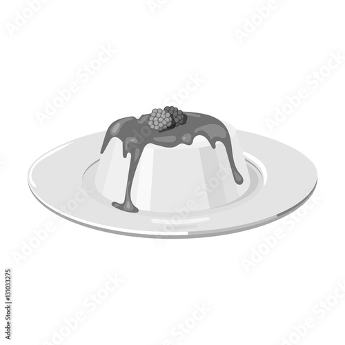 Panna cotta icon in monochrome style isolated on white background. Milk product and sweet symbol stock vector illustration.