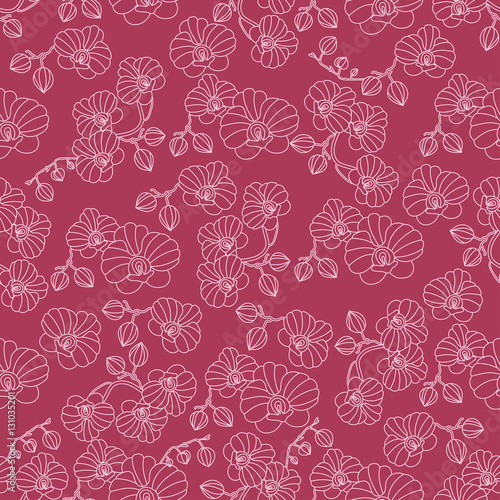 Vector seamless pattern with orchids.