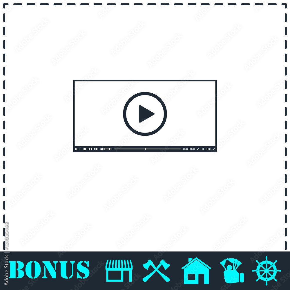 Video player for web icon flat Video player for web icon flat
