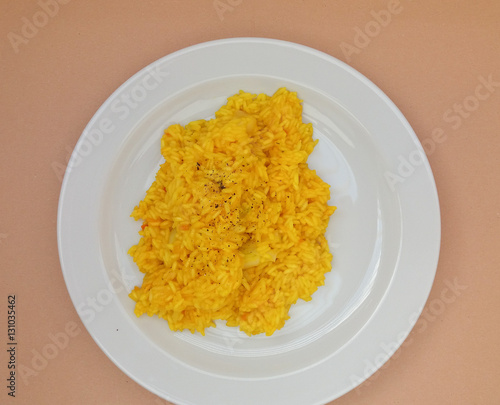 Saffron risotto in a dish