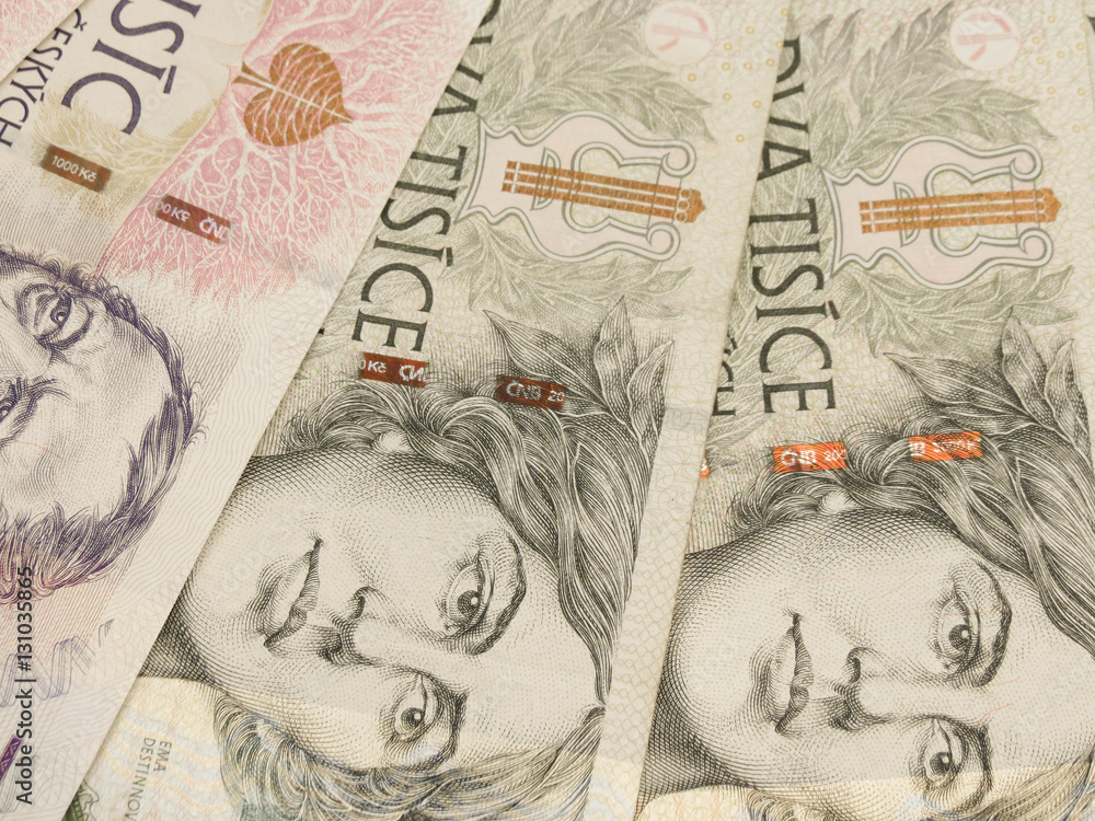 Obraz premium Czech korunas banknotes