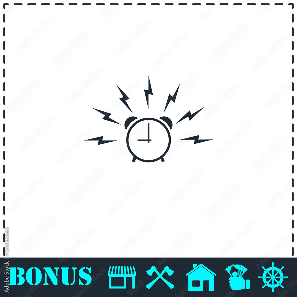 Alarm wake-up time icon flat Alarm wake-up time icon flat