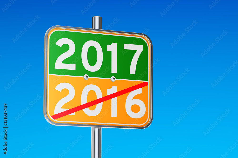 2017 concept on the road signpost, 3D rendering 2017 concept on the road signpost, 3D rendering