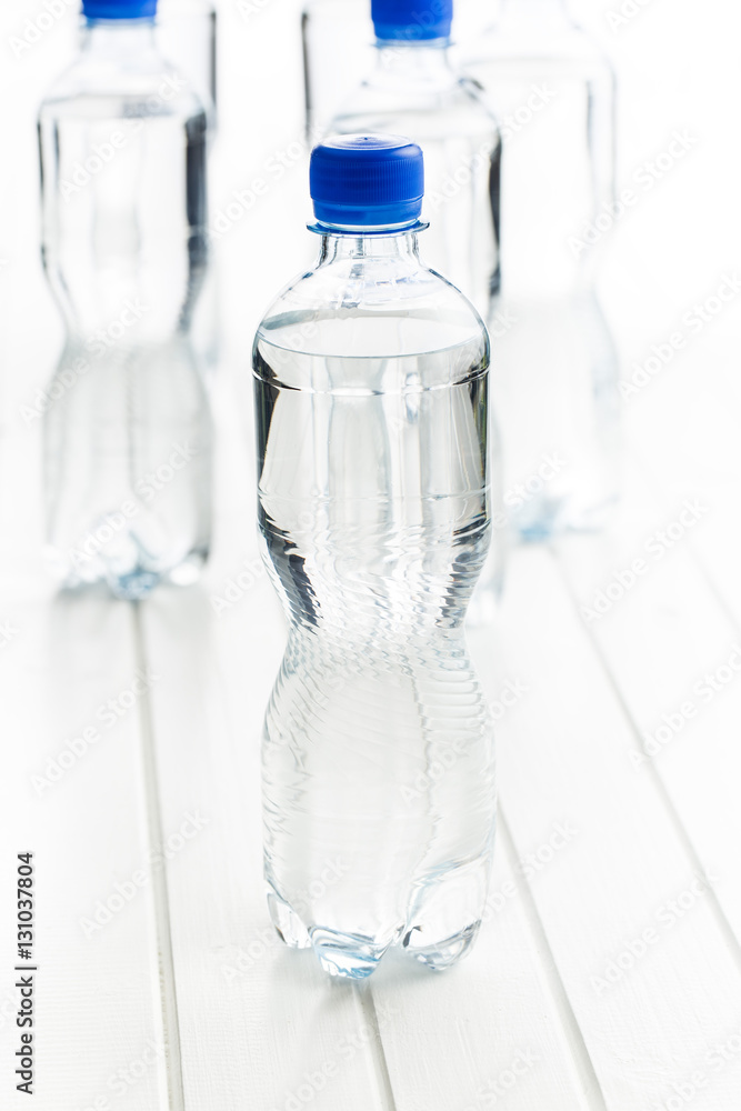Small plastic water bottle. Small plastic water bottle.