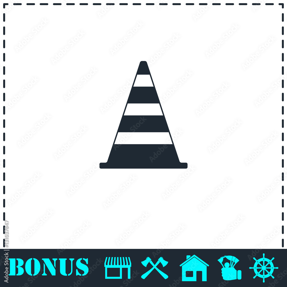 Traffic cone icon flat Traffic cone icon flat