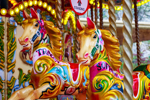 Merry-go-round at Southbank Christmas funfair in London