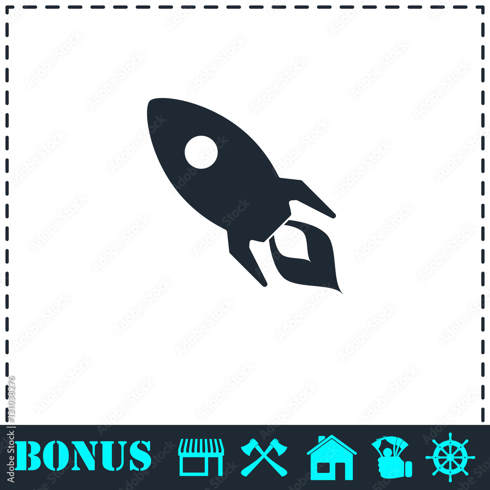 Fototapeta premium Rocket icon flat