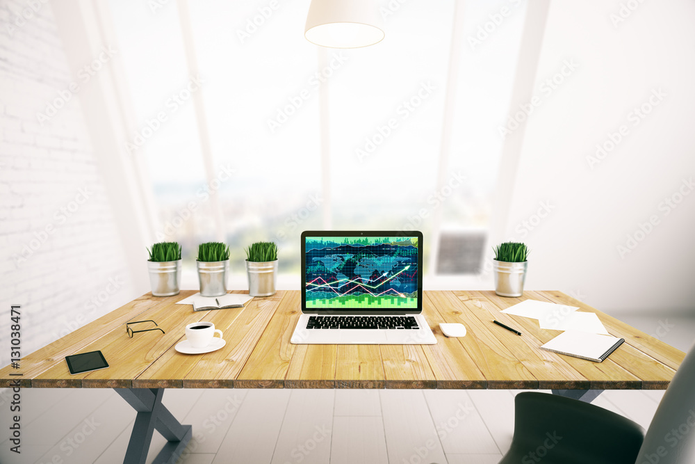 Naklejka premium Laptop with business chart