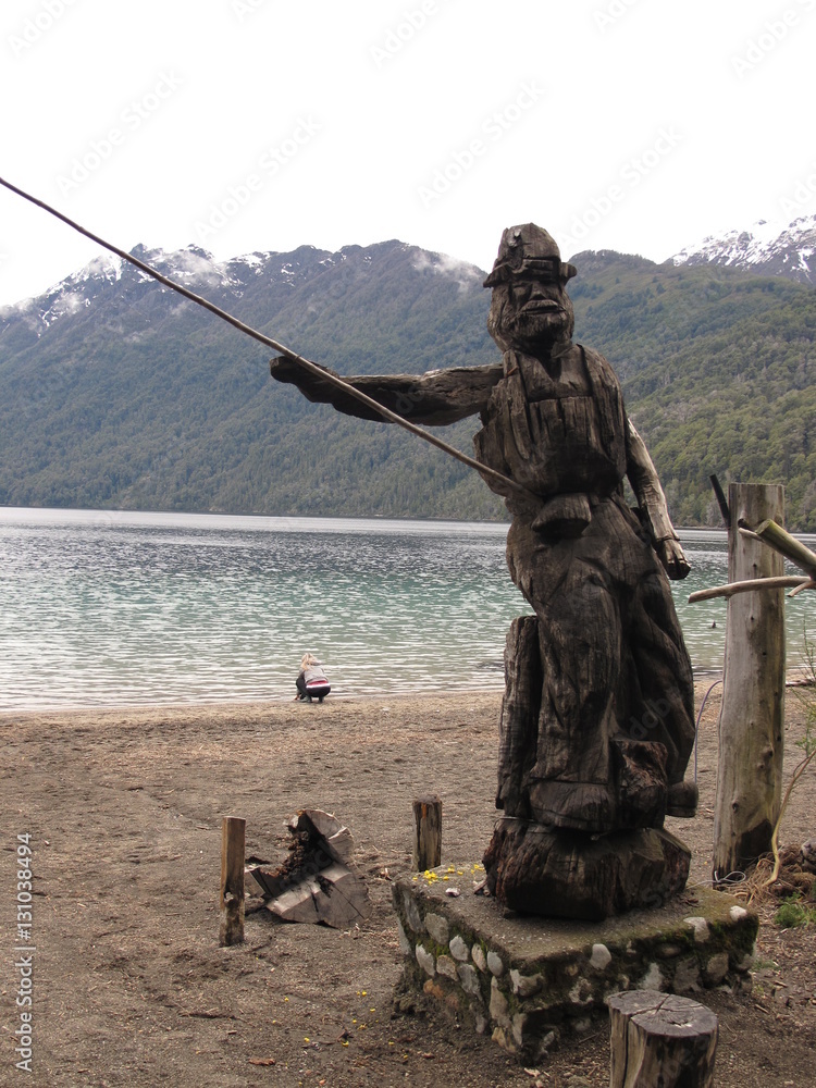 Fisherman Statue in San Carlos de Bariloche, Patagonia - Argentina