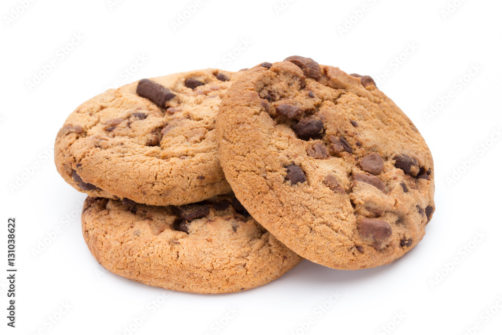 Chocolate chip cookies isolated on white background. Chocolate chip cookies isolated on white background.