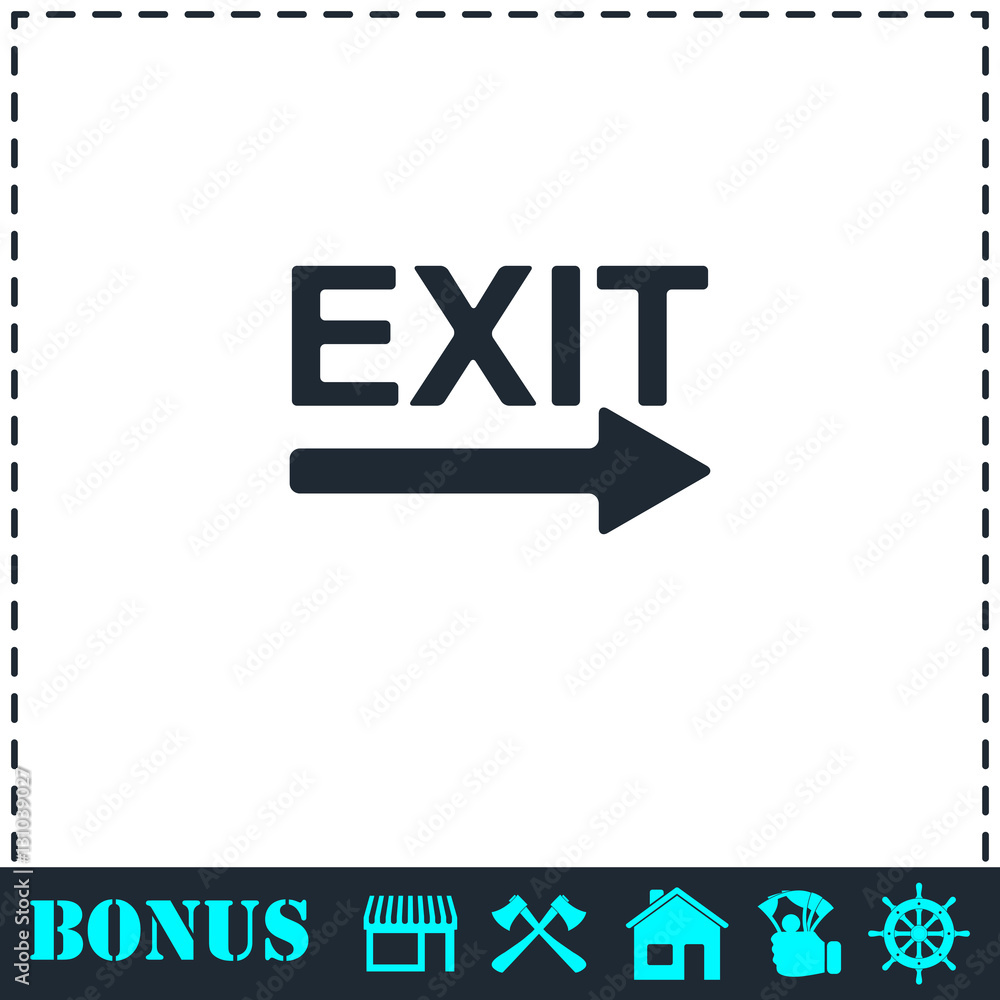 Fototapeta premium Exit icon flat