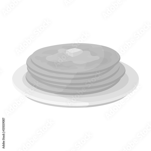 Russian pancakes icon in monochrome style isolated on white background. Russian country symbol stock vector illustration.