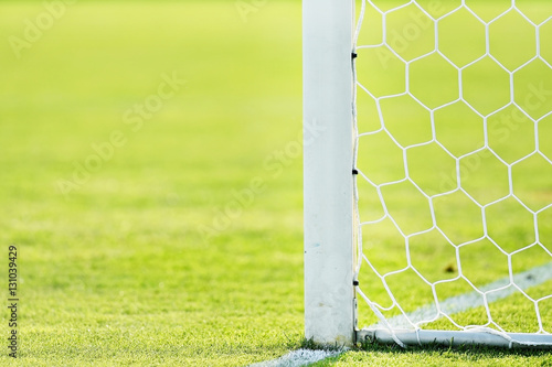 Soccer goal post detail photo