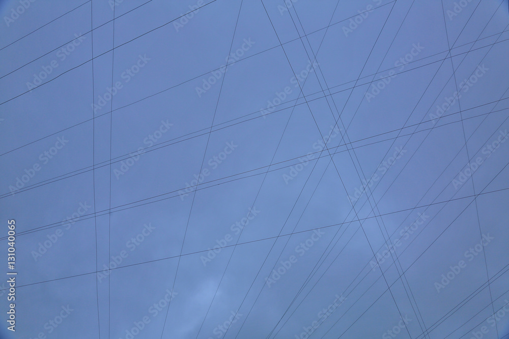 Obraz premium The wires on the cloudy sky background