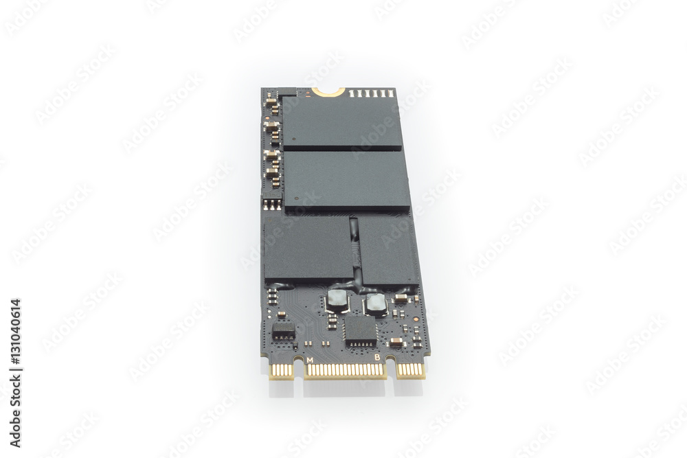 M2 high speed SSD closeup on white background M2 high speed SSD closeup on white background