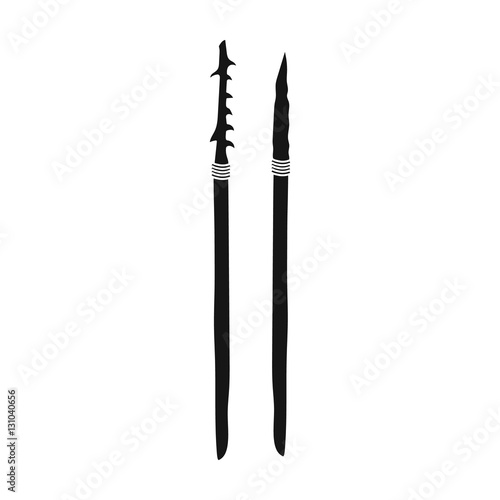 Stone spears icon in black style isolated on white background. Stone age symbol stock vector illustration.