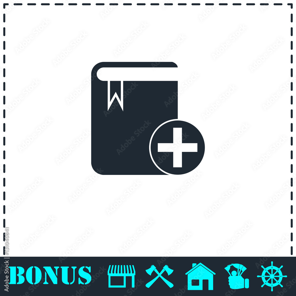 Fototapeta premium Book add icon flat