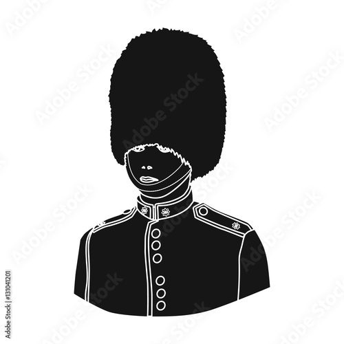 Queen's guard icon in black style isolated on white background. England country symbol stock vector illustration.