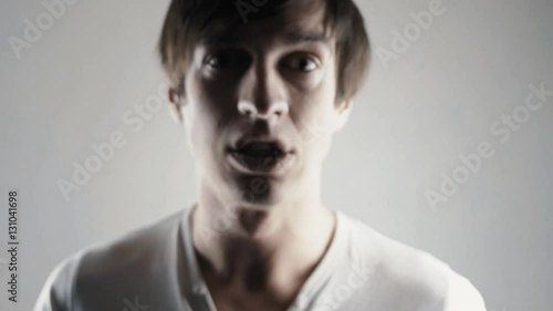 Angry Mad Man screaming. Danger Violence