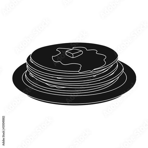 Russian pancakes icon in black style isolated on white background. Russian country symbol stock vector illustration.