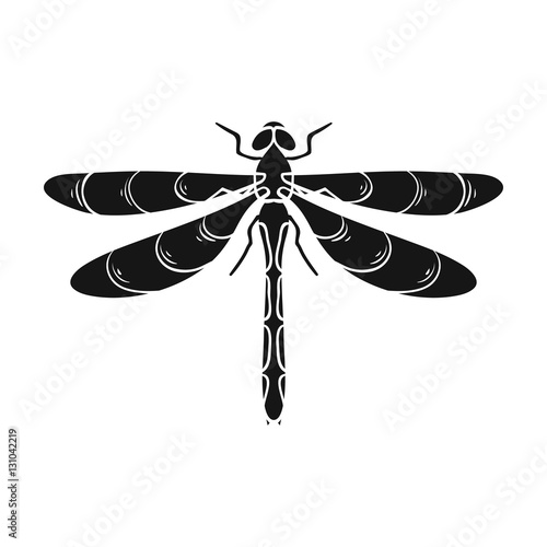 Dragonfly icon in black style isolated on white background. Insects symbol stock vector illustration.
