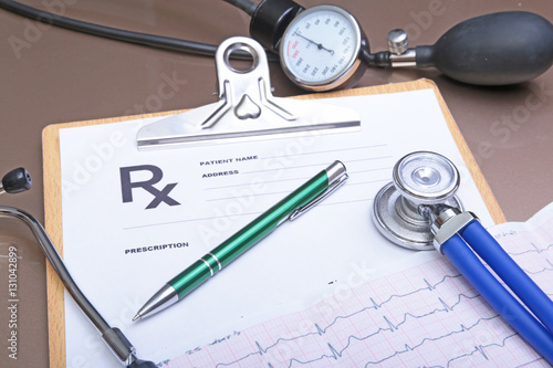 Wallpaper Mural Stethoscope and red heart, isolated on white background Torontodigital.ca