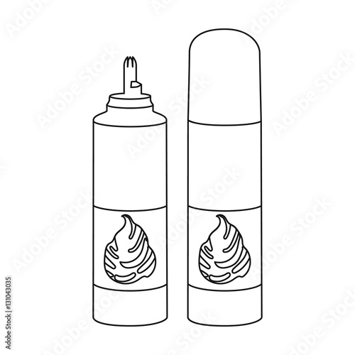 Whipped cream in an aerosol can icon in outline style isolated on white background. Milk product and sweet symbol stock vector illustration.