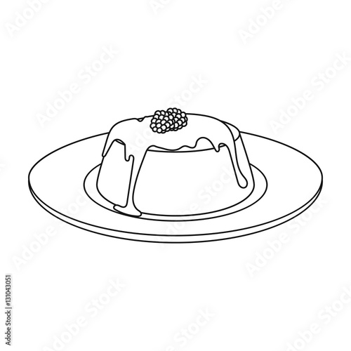 Panna cotta icon in outline style isolated on white background. Milk product and sweet symbol stock vector illustration.