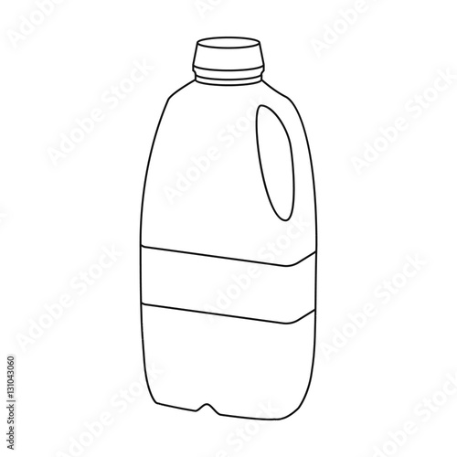 Gallon plastic milk bottle icon in outline style isolated on white background. Milk product and sweet symbol stock vector illustration.