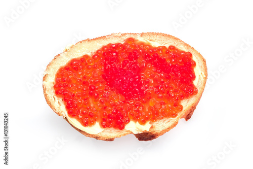 delicious appetizing sandwich with red caviar