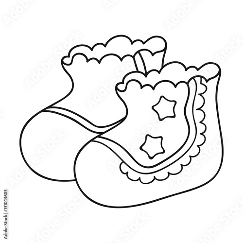 Baby socks icon in cartoon style isolated on white background. baby born  symbol stock bitmap, rastr illustration. Baby socks