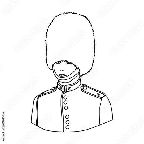 Queen's guard icon in outline style isolated on white background. England country symbol stock vector illustration.