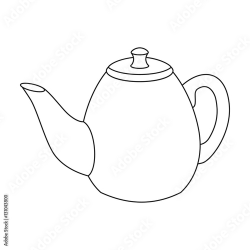 Teapot icon in outline style isolated on white background. England country symbol stock vector illustration.