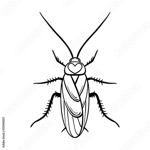 Cockroach icon in outline style isolated on white background. Insects symbol stock vector illustration.