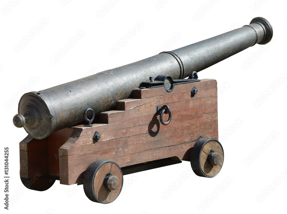 Ancient medieval cannon on wheels