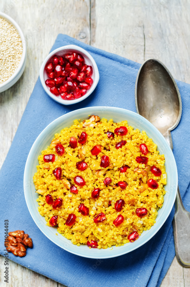 Turmeric quinoa with pomegranate and walnuts Turmeric quinoa with pomegranate and walnuts