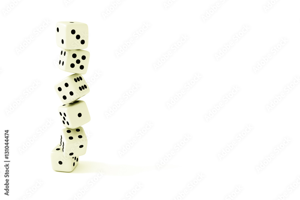 Stack of Light Yellow Dice On A White Background, 3d illustration Stack of Light Yellow Dice On A White Background, 3d illustration