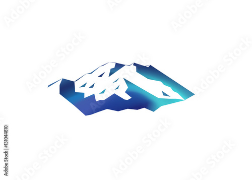 Image snow mountains peak (Denali) logo. Mount McKinley.