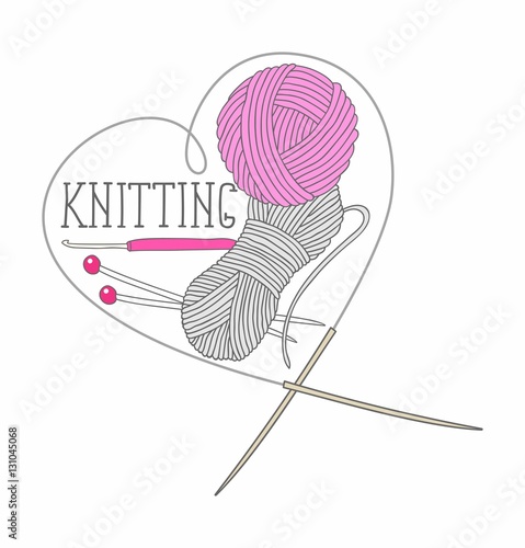 the theme of circular patterns of knitting. It can be used for stickers and labels