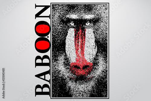 Silhouette of a baboon from particles.