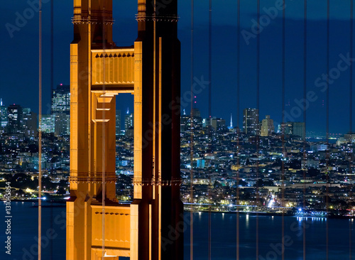 Golden Gate Bridge with night city 