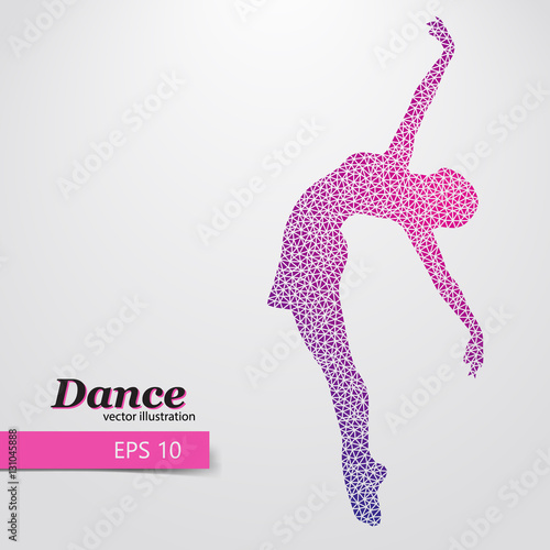 Silhouette of a dancing girl from triangle. Dancer woman