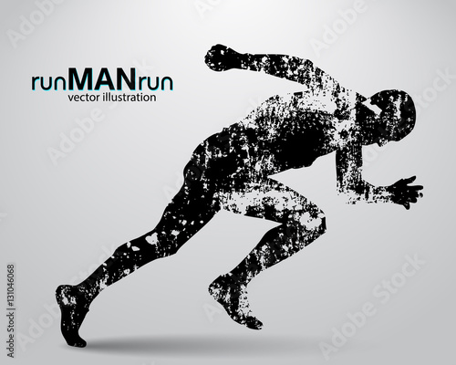 Silhouette of a running man.