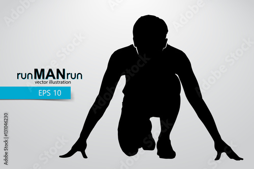 Silhouette of a running man.