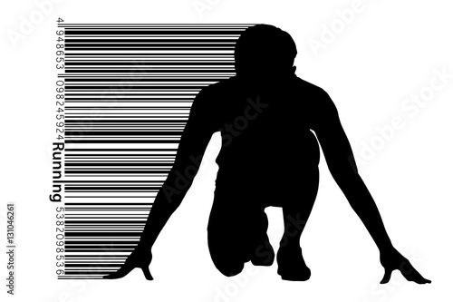 Silhouette of a running man.