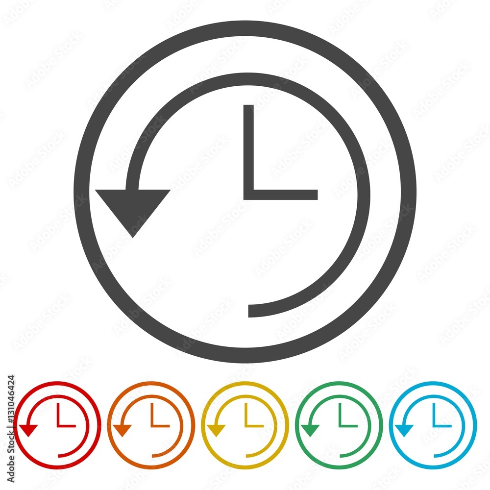 Time back icons set Time back icons set