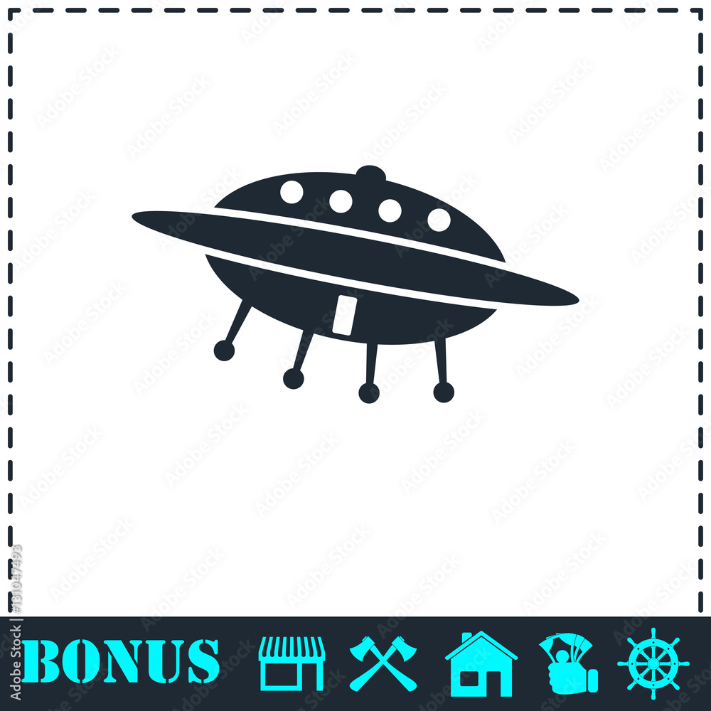 Fototapeta premium UFO icon flat