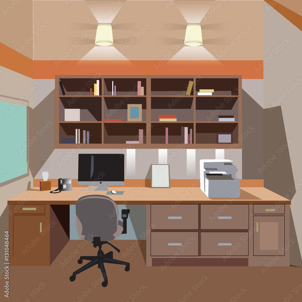 modern home office interior with desktop